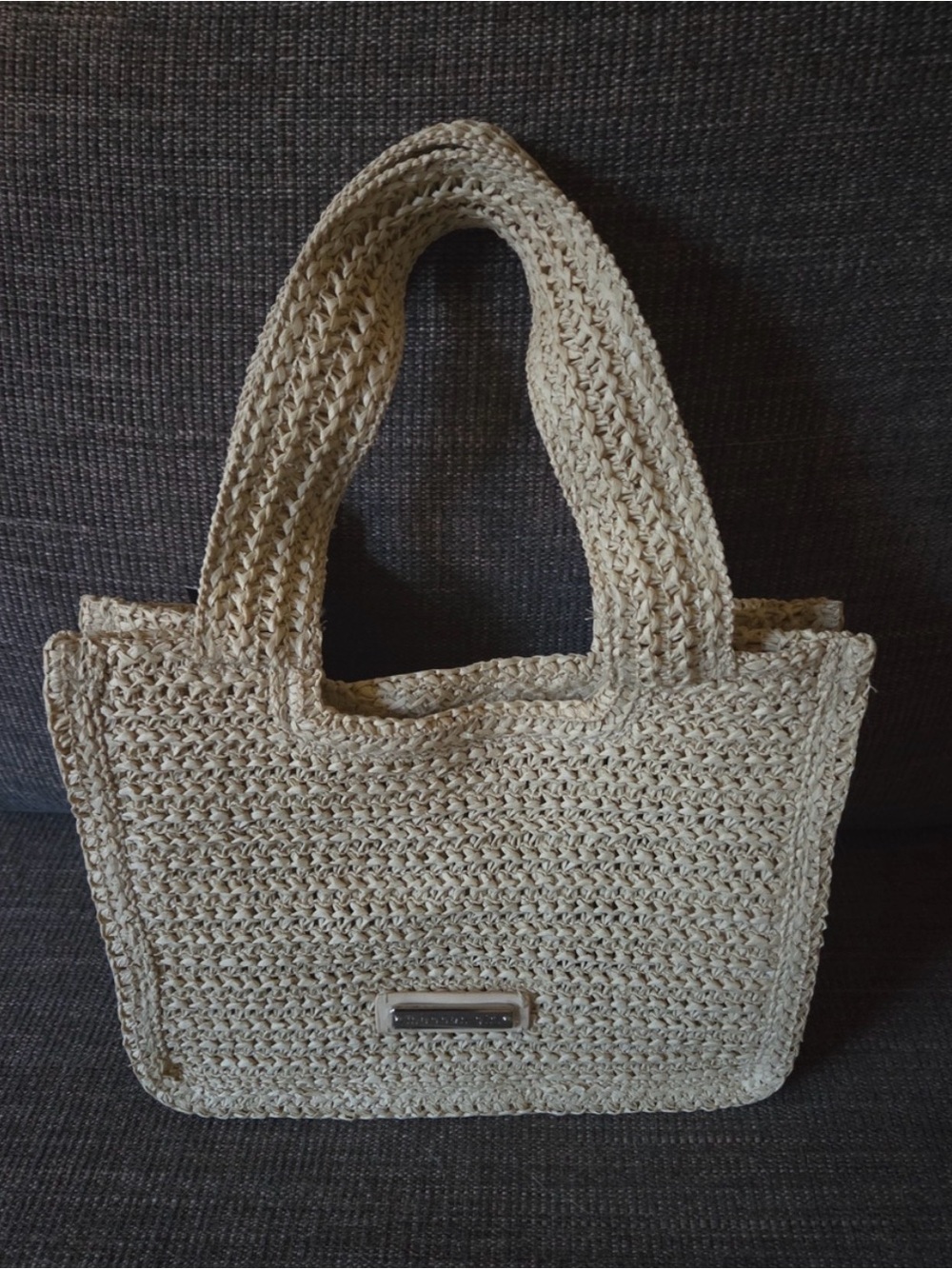 Madden Girl Natural Straw Mini Tote with Red Cherry Embroidery - Picture 7 of 7